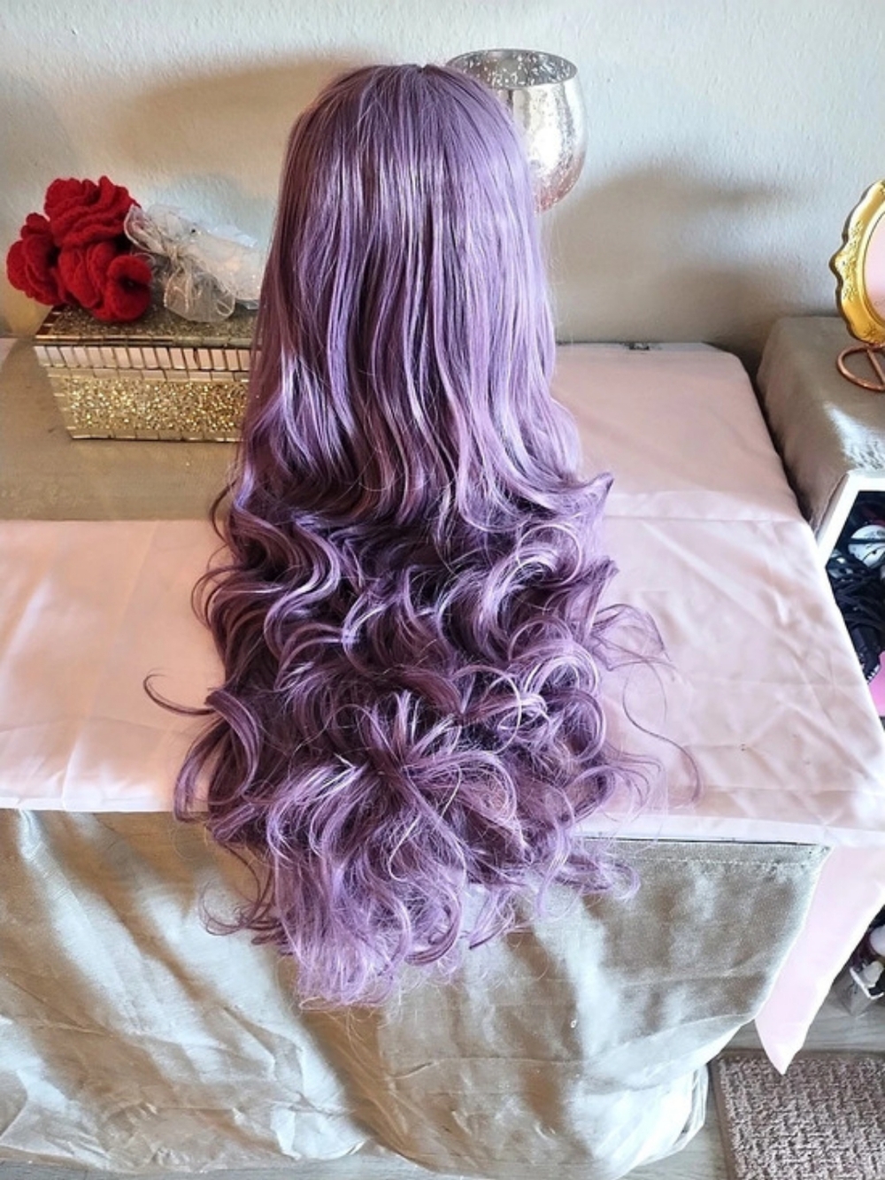 bestwigs Long Wavy Purple Wig Synthetic Wig